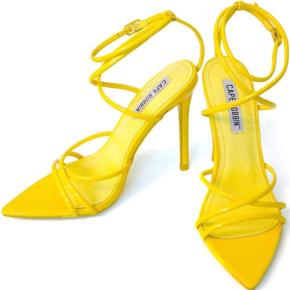 Yellow Strap up Heels